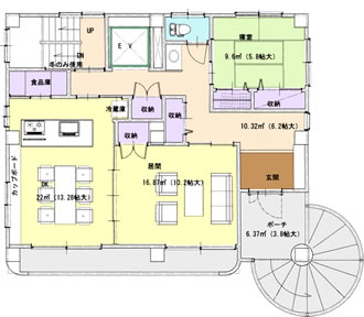 フロアー3の家 鉄骨造3階建タイプ 2F プラン例