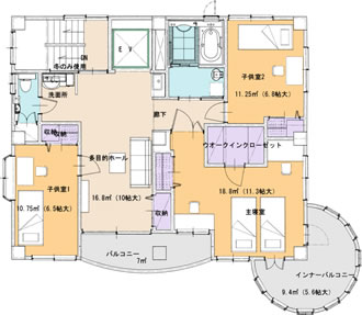 フロアー3の家 鉄骨造3階建タイプ 3F プラン例