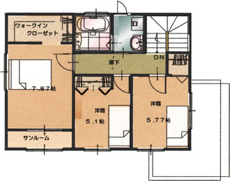 フロアー3の家 木造3階建タイプ 3F プラン例
