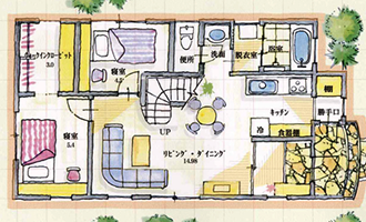 コンパクト 2階建て住宅 1F