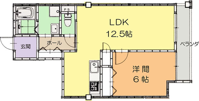 米沢市 ランドカーサ林泉寺 102号室 間取り
