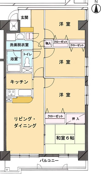 米沢市 中古マンション サンロード米沢中央 206号室 間取り